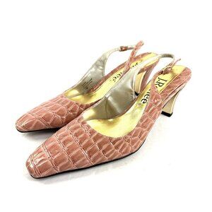 J Renee Tandra Heel 7 Pale Pink Croc. Embossed Slingback Shoes Womens‎ Brand NEW